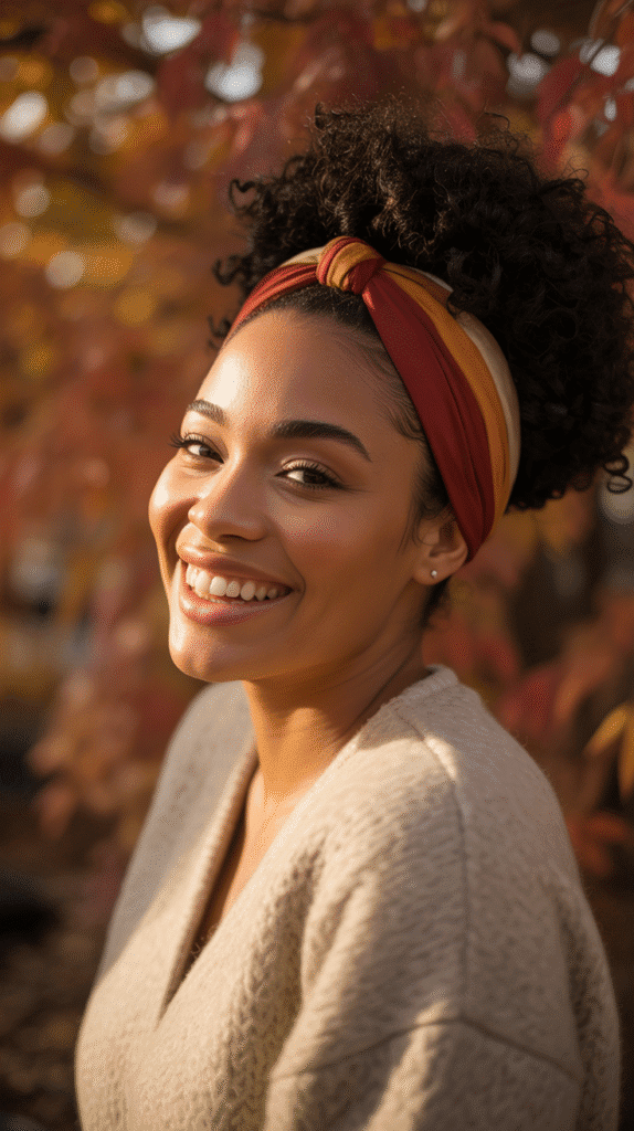 30 Cozy Fall & Winter Hairstyles for Black Women You'll Want to Copy 10 High Puff with Headband