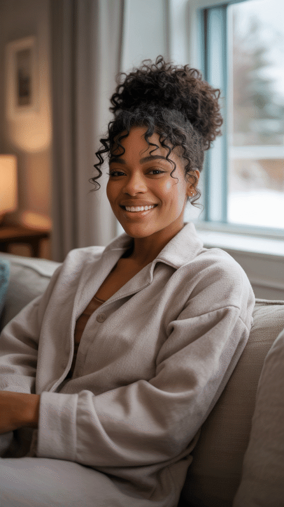 28 Protective Winter Hairstyles for Black Women with 4C Hair 19 Pineapple Updo