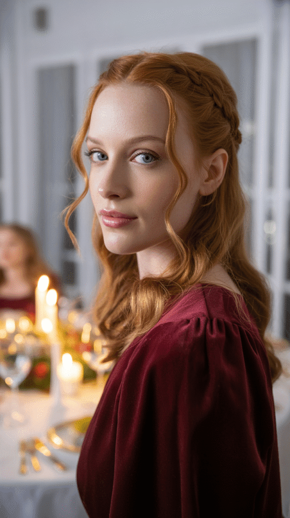30 Elegant Christmas Party Hairstyles for Long Hair You'll Love 18 Half-Up Half-Down with Braided Detail