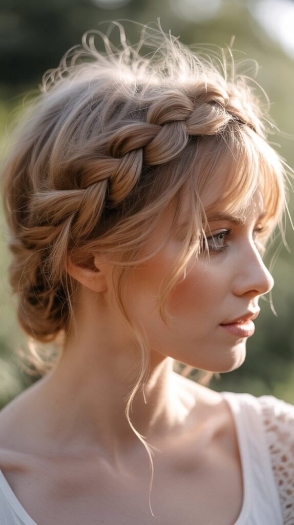 Braided Crown with Loose Texture