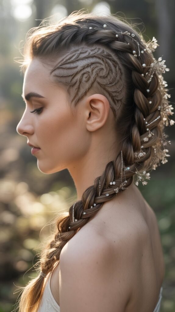 Asymmetrical Braided Undercut Style