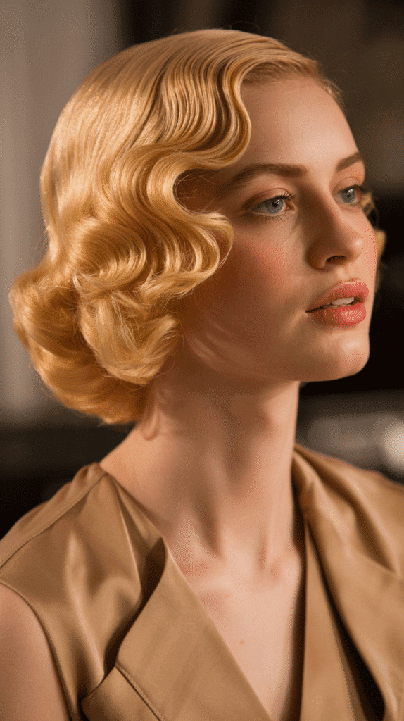27 Elegant Blonde Prom Hairstyles for Black Women to Shine on Your Big Night 12 Strawberry Blonde Vintage Finger Waves