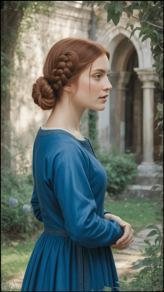 30 Regal Medieval Hairstyles for Princesses and Queens 24 The Figure-Eight Braid Buns
