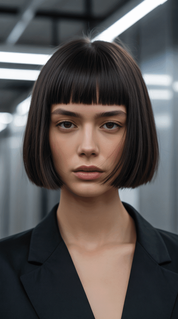 30 Trendy 90s Short Hairstyles to Try 7 The Blunt Bob with Micro Bangs