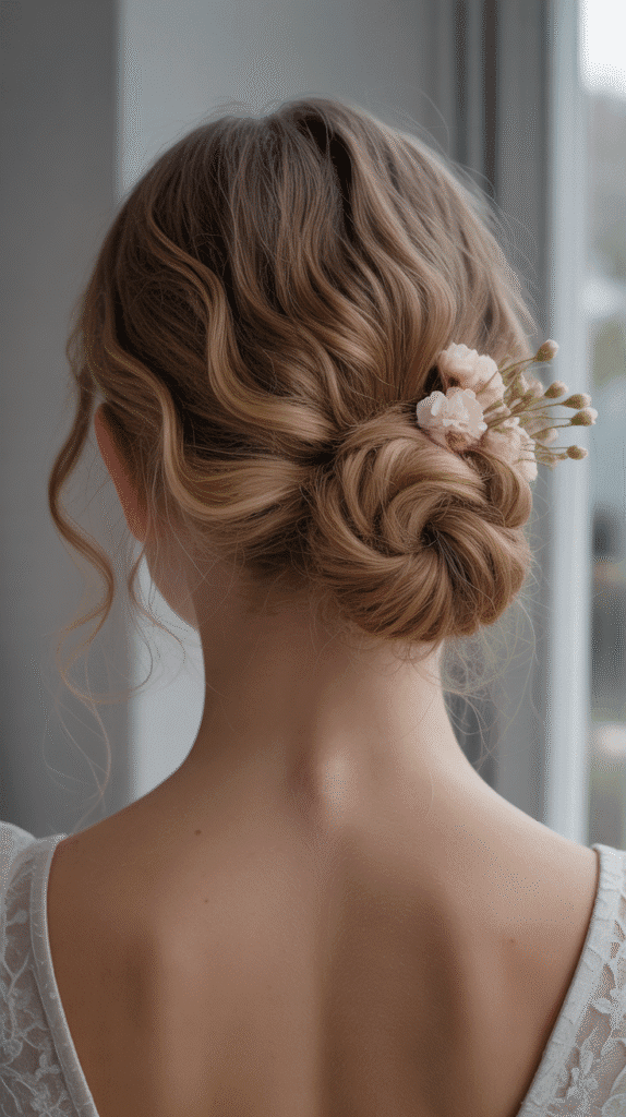 30 Elegant Elf Hairstyles for Long Hair Straight Out of a Fairytale 23  Twisted Low Bun with Wispy Tendrils