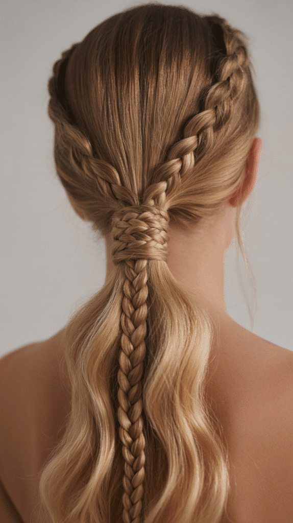 30 Elegant Elf Hairstyles for Long Hair Straight Out of a Fairytale 11 Elven Princess Ponytail with Braided Wrap
