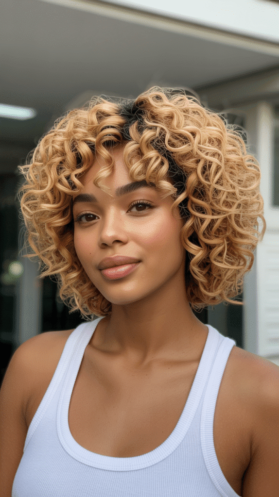 30 Fabulous Blonde Bob Hairstyles for Black Women You'll Love 3 Textured Blonde Bob with Natural Curls