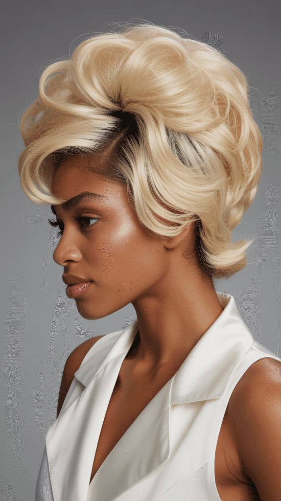 27 Classic Blonde Updo Hairstyles for Black Women for Every Occasion 21 Vintage Blonde Beehive