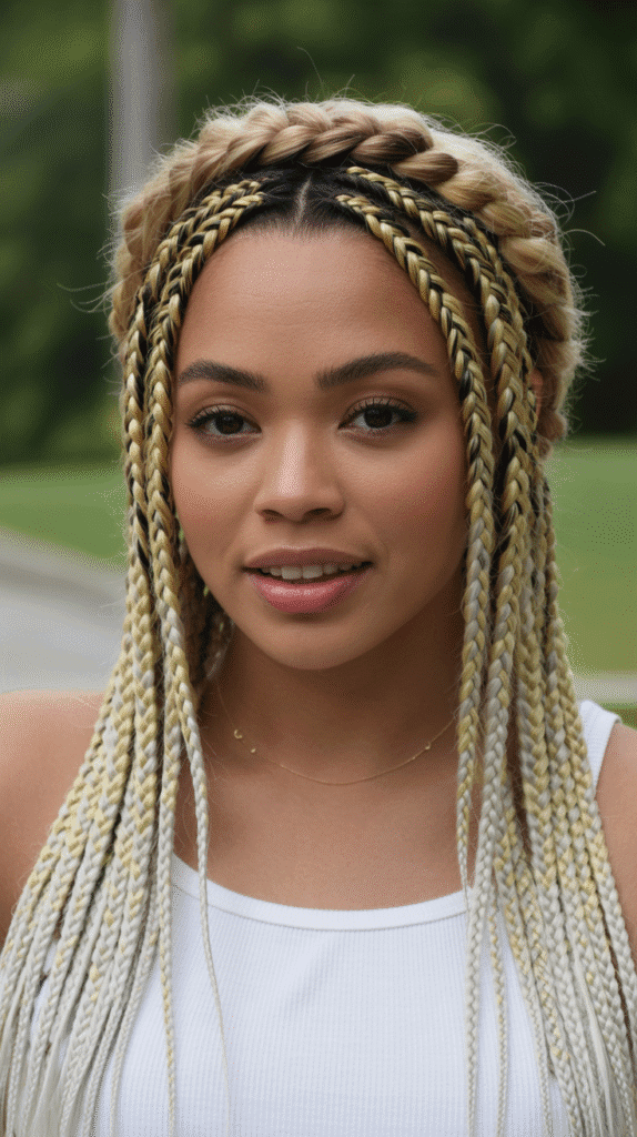 27 Classic Blonde Updo Hairstyles for Black Women for Every Occasion 3 Braided Crown with Blonde Accents