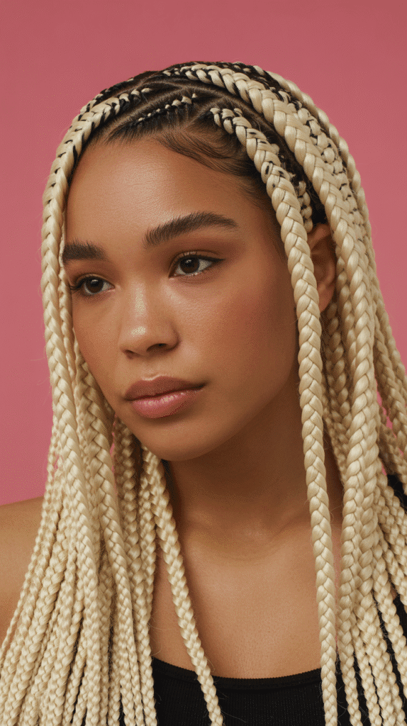 25 Blonde Crimped Hairstyles for Black Women That Stand Out 7 Blonde Crimped Braids