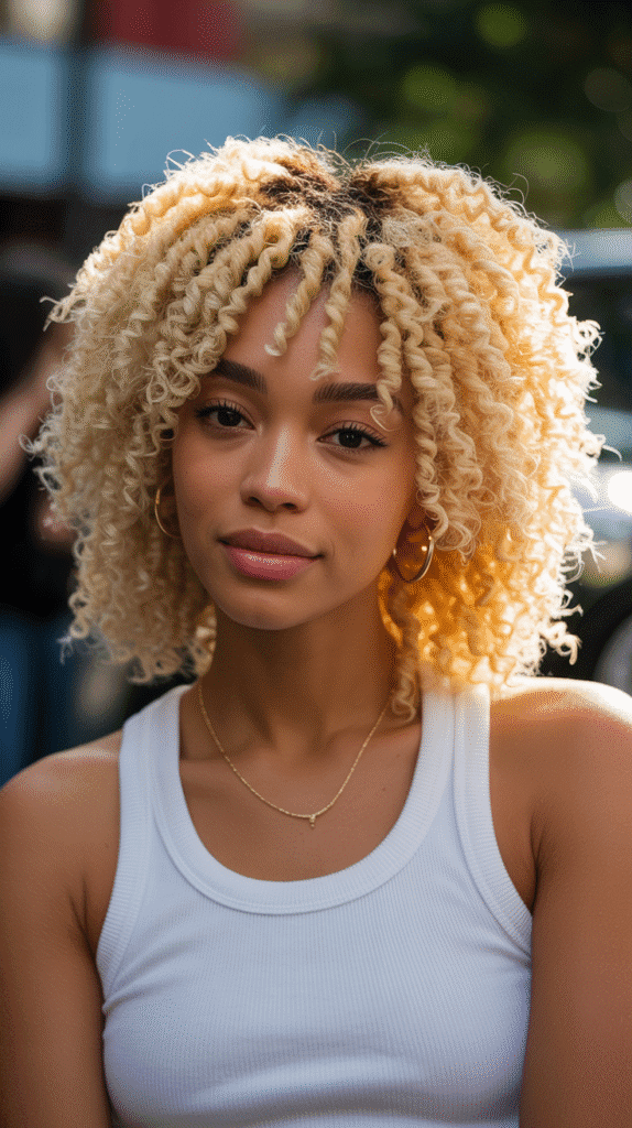 25 Blonde Crimped Hairstyles for Black Women That Stand Out 23 Crimped Blonde Twist Out