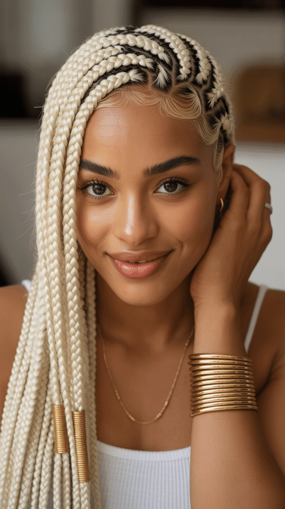 27 Stunning Blonde Braided Hairstyles for Black Women That Turn Heads 5 Blonde Fulani Braids