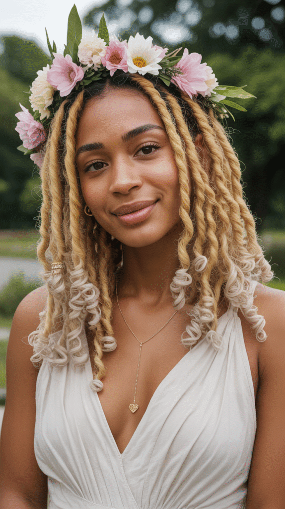 25 Blonde Crimped Hairstyles for Black Women That Stand Out 17 Crimped Blonde Goddess Locs
