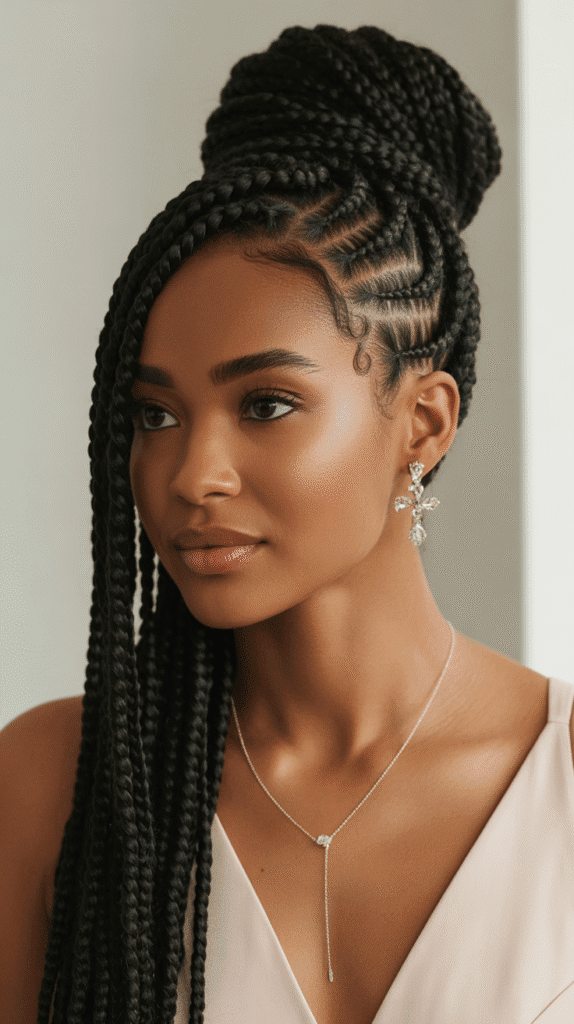 25 Simple Braided Hairstyles for Black Women 23 Braided Updo