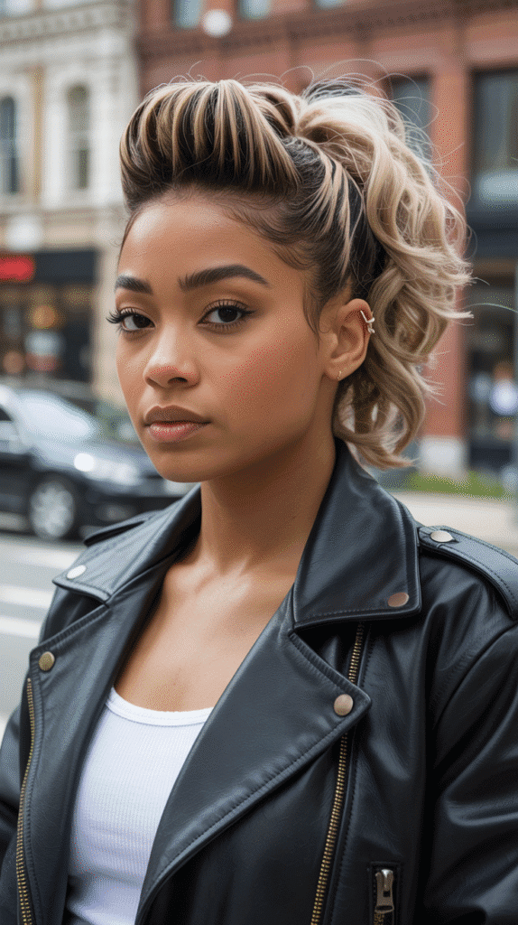 26 Cute Blonde Pin-Up Hairstyles for Black Women With Vintage Vibes 25 Bumped Ponytail With Ash Blonde Ends