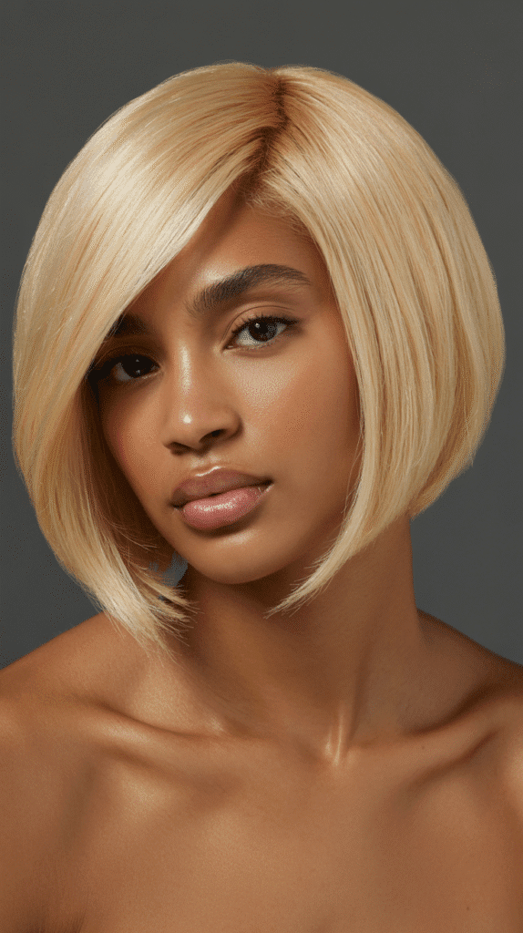 27 Short Blonde Hairstyles for Black Women That Are Totally Trendy 23 Butterscotch Blonde Angular Bob