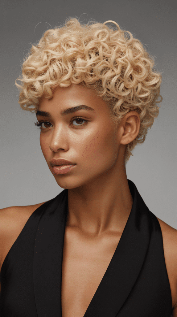 30 Curly Blonde Hairstyles for Black Women That Bring Volume & Bounce 28 Champagne Blonde Curly Shingle
