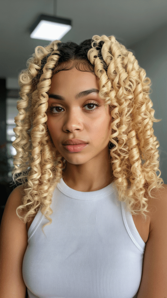 27 Short Blonde Hairstyles for Black Women That Are Totally Trendy 18 Champagne Blonde Finger Coils