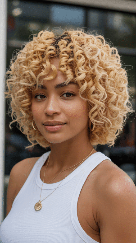 30 Fabulous Blonde Bob Hairstyles for Black Women You'll Love 7 Curly Blonde Bob with Defined Ringlets