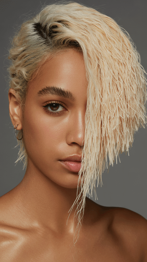 25 Blonde Crimped Hairstyles for Black Women That Stand Out 9 Crimped Blonde Side Part