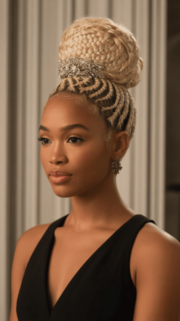27 Stunning Blonde Braided Hairstyles for Black Women That Turn Heads 22 Blonde Braided Updo