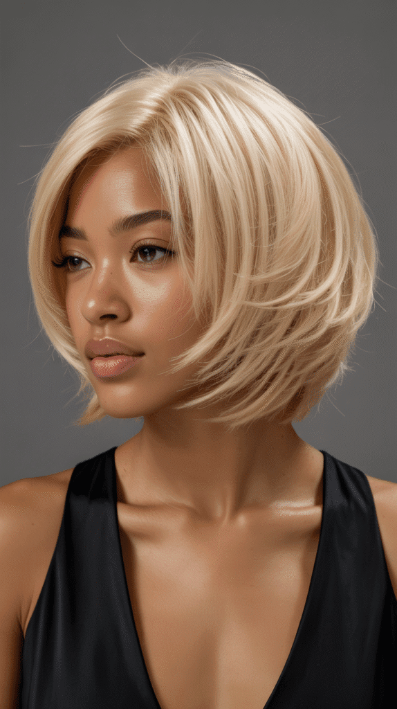 30 Fabulous Blonde Bob Hairstyles for Black Women You'll Love 22 Blonde Bob with Graduated Layers