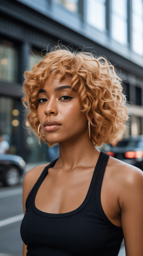 25 Blonde Crimped Hairstyles for Black Women That Stand Out 2 Blonde Crimped Bob