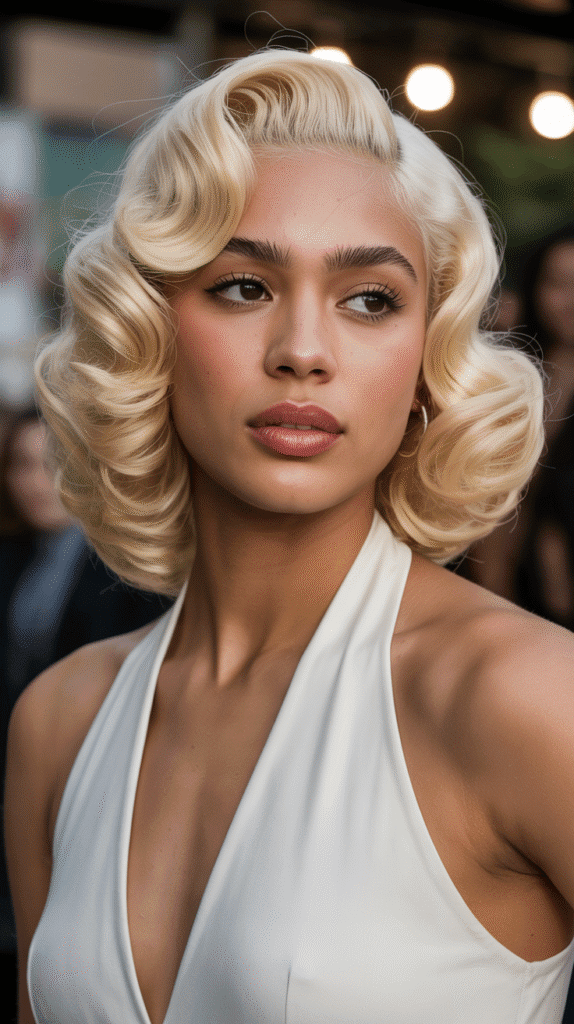 27 Short Blonde Hairstyles for Black Women That Are Totally Trendy 8 Pearl Blonde Finger Waves