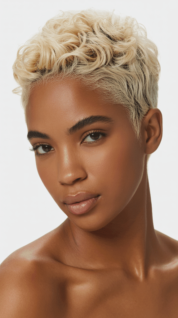 25 Blonde Crimped Hairstyles for Black Women That Stand Out 10 Crimped Blonde Pixie