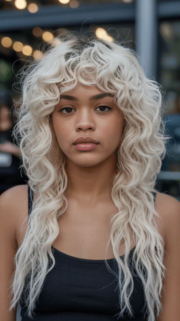 30 Curly Blonde Hairstyles for Black Women That Bring Volume & Bounce 19 Platinum Blonde Curly Fringe