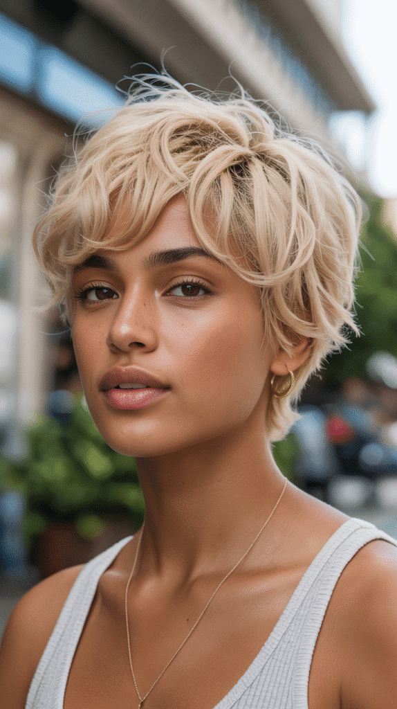 27 Short Blonde Hairstyles for Black Women That Are Totally Trendy 9 Sandy Blonde Textured Crop