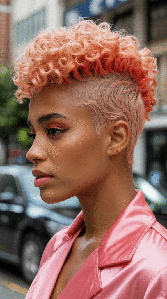 27 Short Blonde Hairstyles for Black Women That Are Totally Trendy 14 Strawberry Blonde Curly Mohawk
