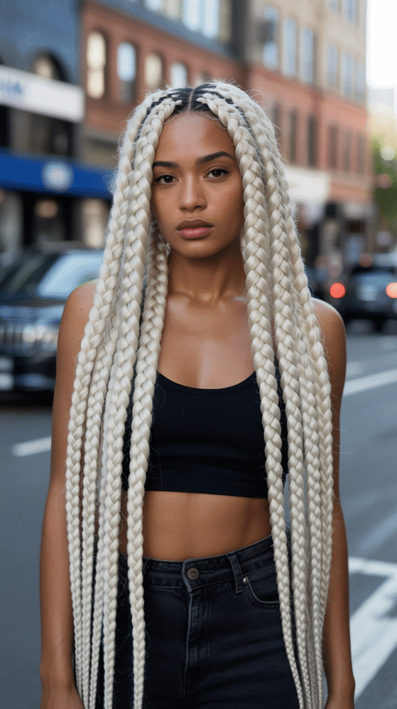 27 Stunning Blonde Braided Hairstyles for Black Women That Turn Heads 3 Jumbo Blonde Braids