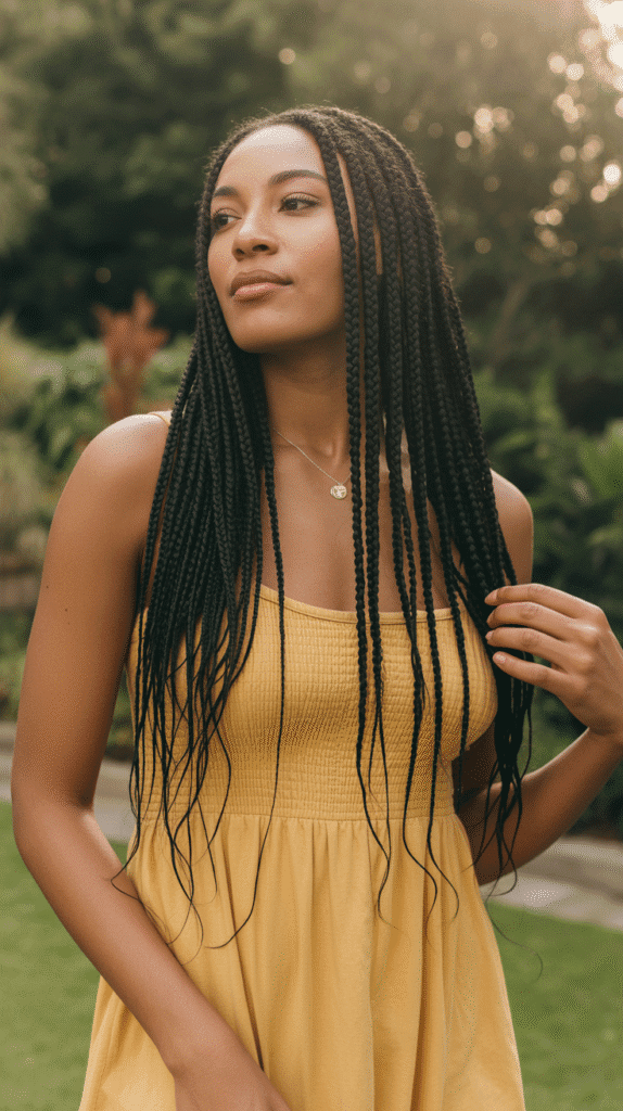 25 Simple Braided Hairstyles for Black Women 3 Knotless Braids