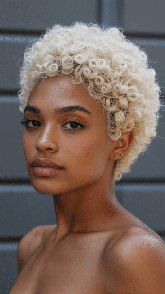 27 Short Blonde Hairstyles for Black Women That Are Totally Trendy 16 White Blonde Mini Afro