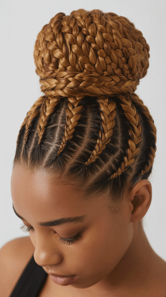 27 Classic Blonde Updo Hairstyles for Black Women for Every Occasion 9 Braided Blonde Updo Bun