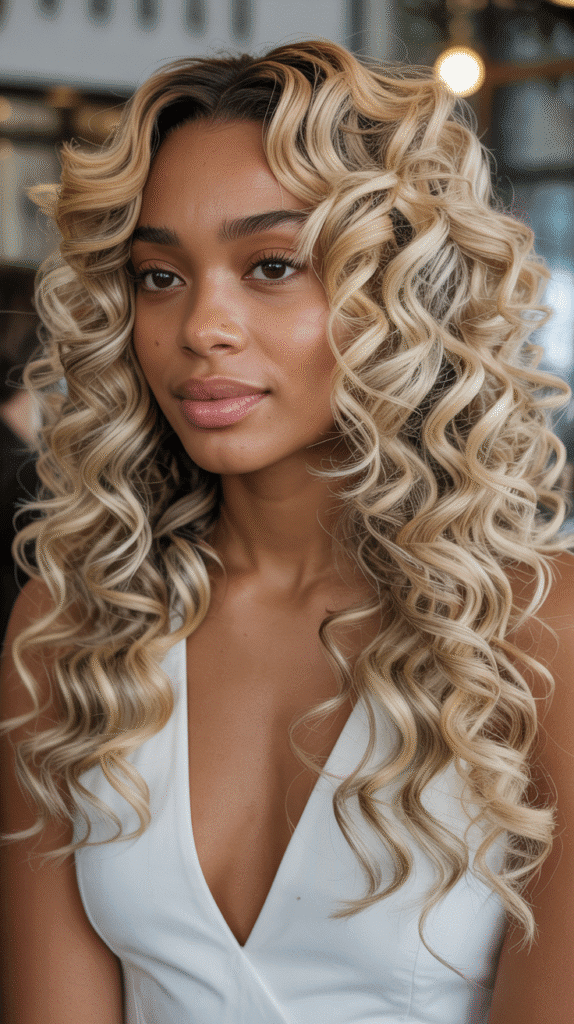 25 Chic Blonde Weave Hairstyles for Black Women This Season 25 Multi-Toned Blonde Waterfall Curls
