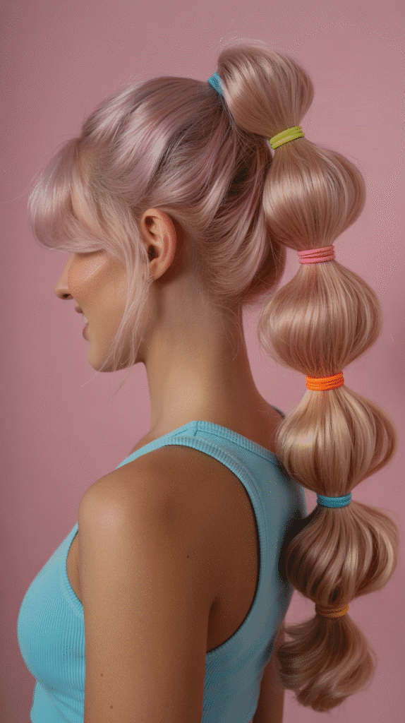 25 Easy Whimsical Hairstyles You Can Create in Minutes 4 Bubble Ponytail Magic