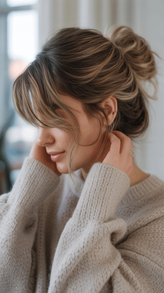 37 Easy Hairstyles to Keep Hair Out of Your Face 2 Low Messy Bun