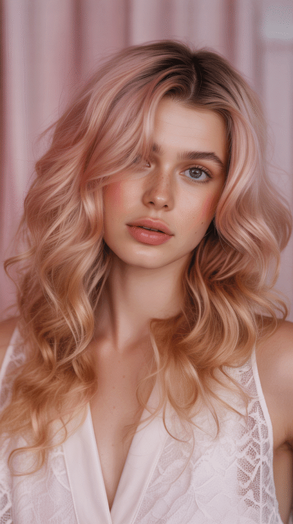 25 Stunning Blonde Hair with Caramel Lowlights for Fall 18 Champagne Rose Blonde with Caramel Warmth