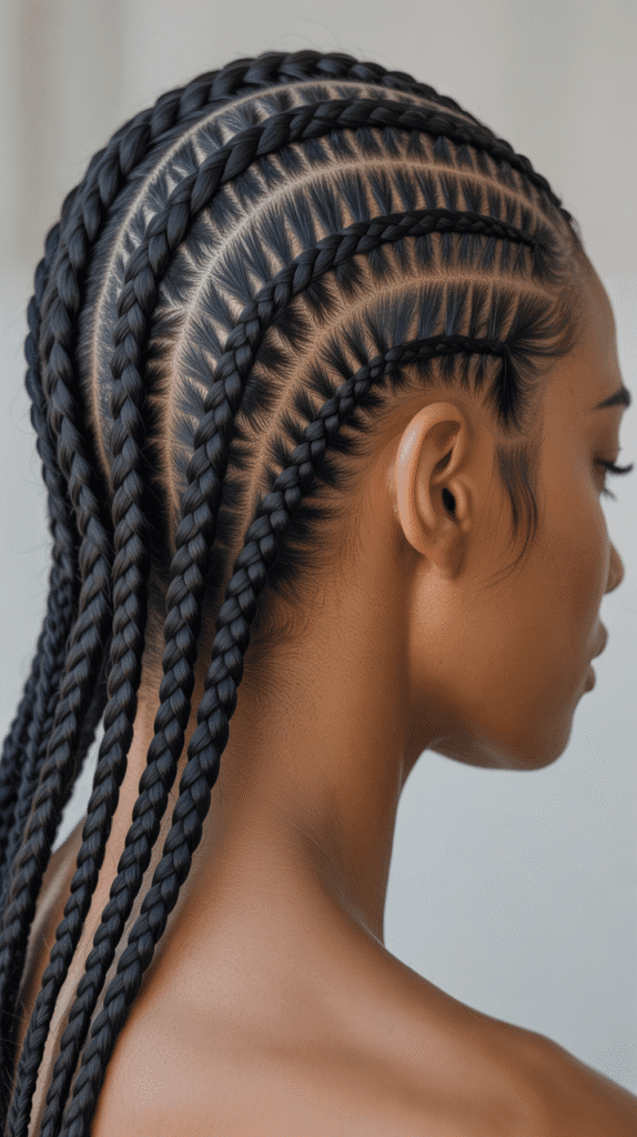 28 Gorgeous Whimsical Hairstyles for Black Women Full of Fantasy Vibes 8 Dragon Scale Cornrow Pattern