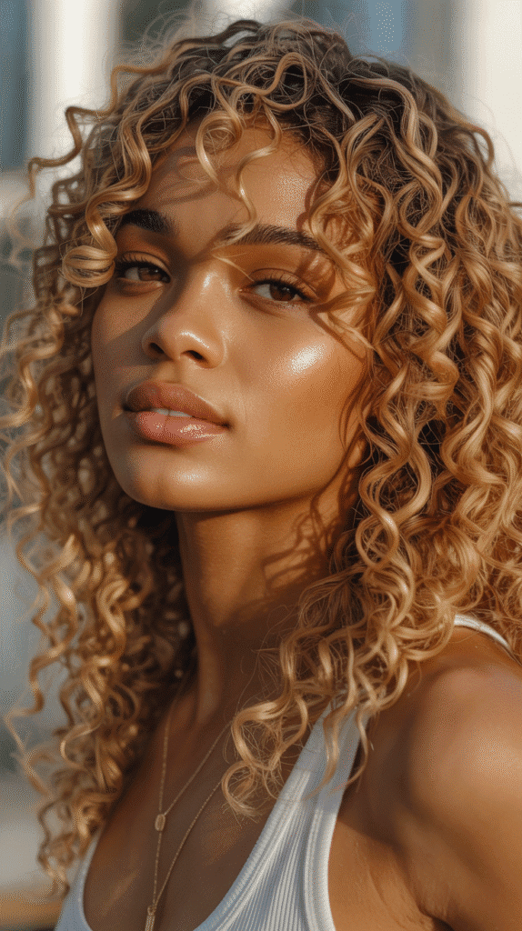 30 Curly Blonde Hairstyles for Black Women That Bring Volume & Bounce 1 Honey Blonde Spiral Curls