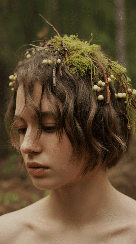 27 Magical Elf Hairstyles for Short Hair Perfect for Cosplay or Holidays 21  Moss and Natural Element Integration