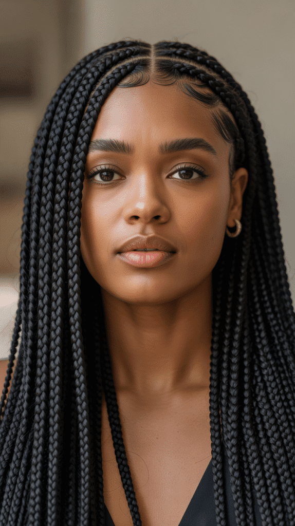 25 Simple Braided Hairstyles for Black Women 1 Classic Box Braids