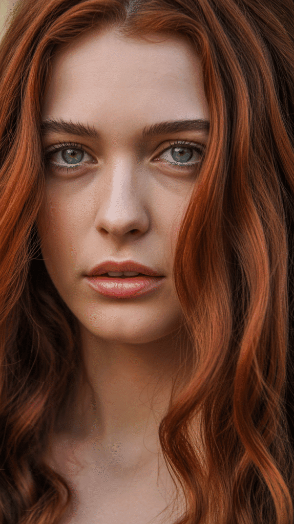 25 Stunning Hair Colors for Blue-Green Eyes That Enhance Your Look 1  Rich Auburn