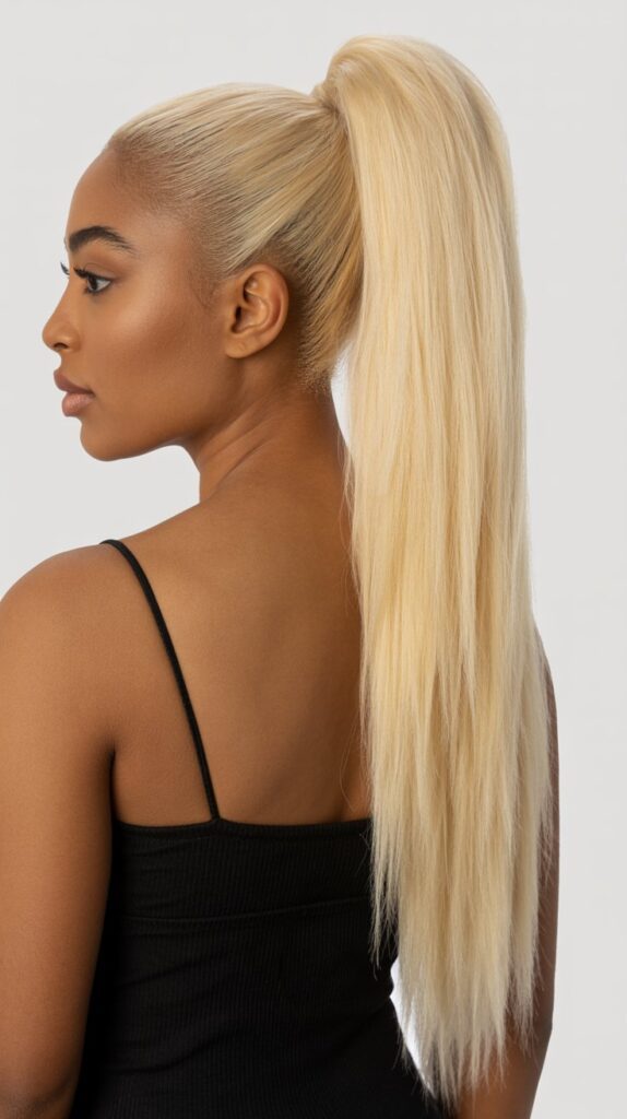 25 Chic Blonde Weave Hairstyles for Black Women This Season 15 Vanilla Blonde Ponytail Extension