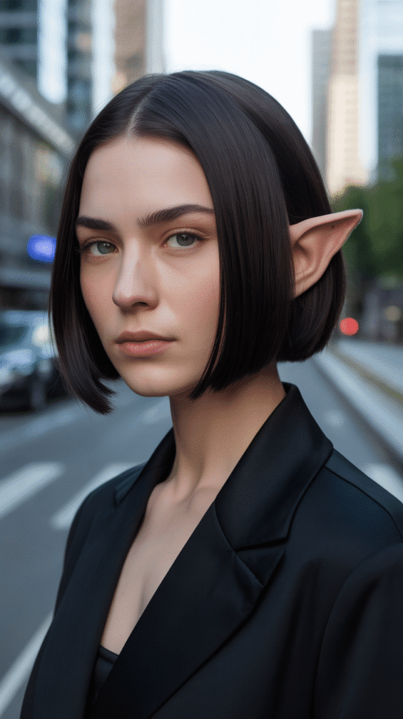 30 Enchanting Elf Hairstyle Drawings to Spark Your Fantasy Inspiration 27 Minimalist Straight Bob