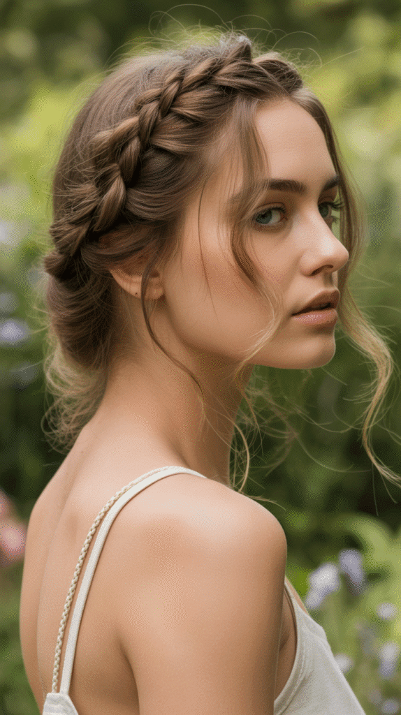 30 Dreamy Whimsical Hairstyles for Medium-Length Hair You'll Fall in Love With 2  Crown Braid with Wispy Tendrils
