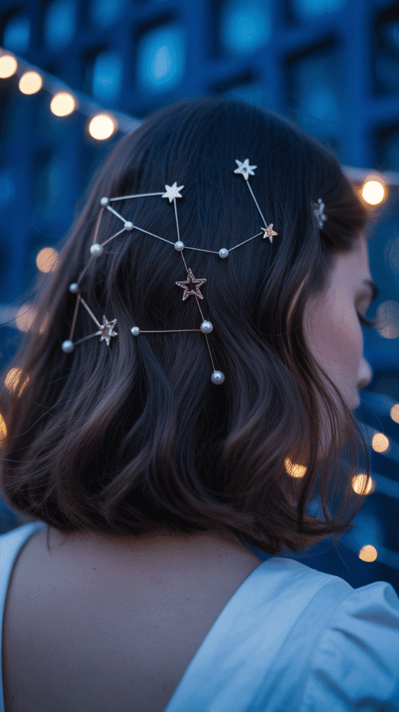 25 Easy Whimsical Hairstyles You Can Create in Minutes 14 Celestial Constellation Pins