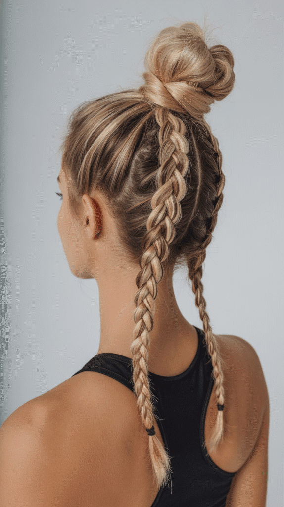 27 Elegant Whimsical Updo Hairstyles to Elevate Your Look 10 Double Dutch Braids into Top Knot